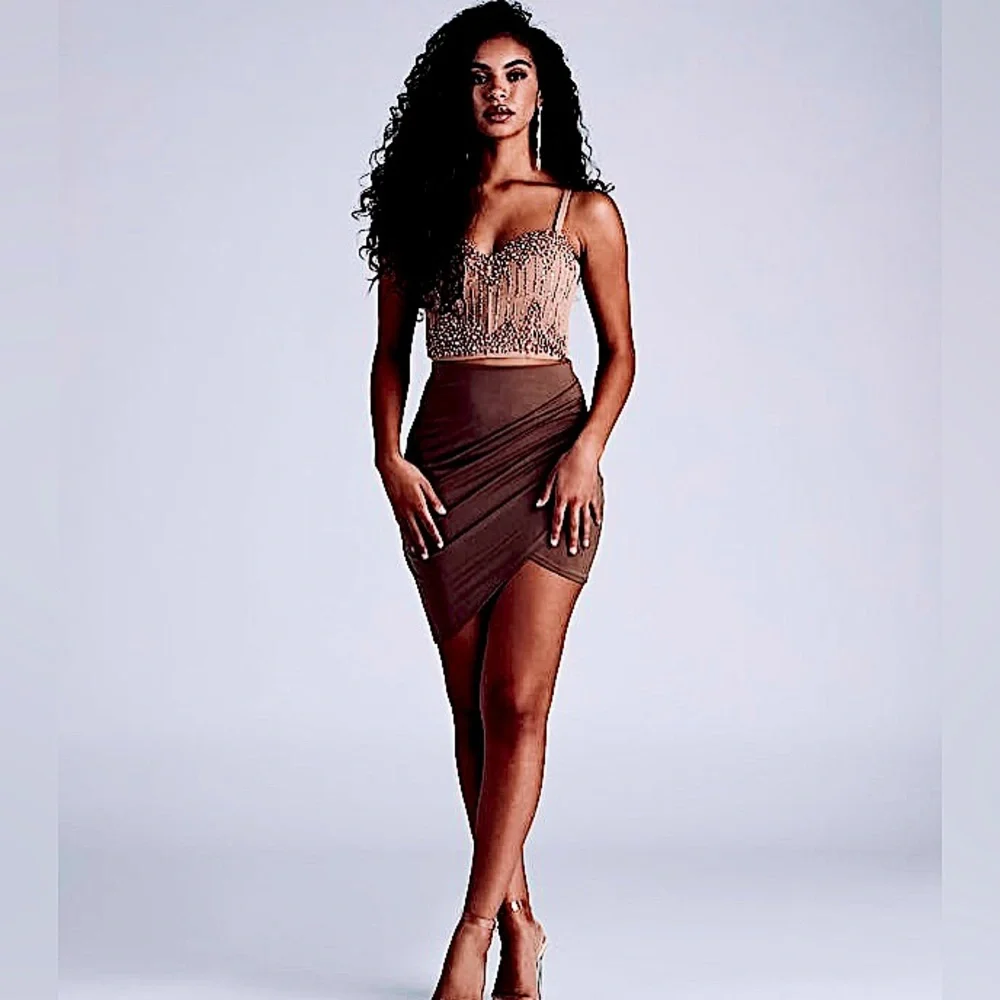 Express Stretch Ruched Mini Skirt in Brown, Women’s Size Small - Picture 1 of 4